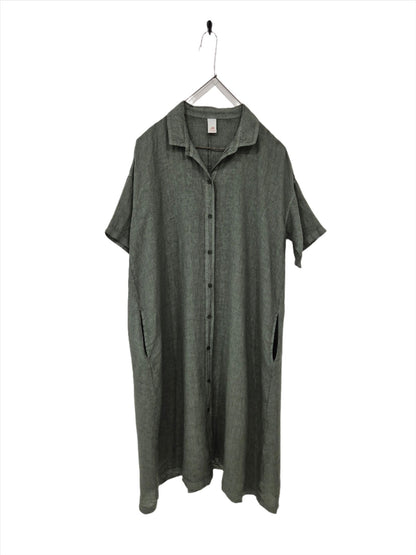 Montaigne Salomé Classic Linen Shirt Dress Khaki