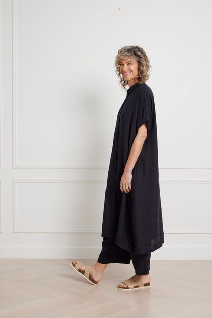 Montaigne Salomé Classic Linen Shirt Dress Navy7