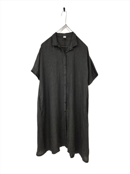 Montaigne Salomé Classic Linen Shirt Dress Petrol