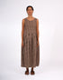 Montaigne Sartene French Linen Dress in Gingham Brown