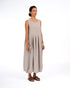 Montaigne Sartene French Linen Dress in Houndstooth Grey