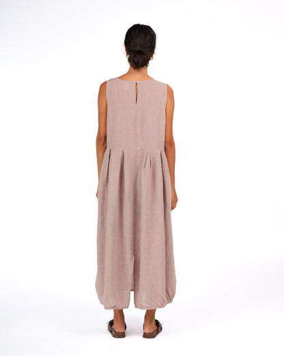 Montaigne Sartene French Linen Dress in Houndstooth Lilac1