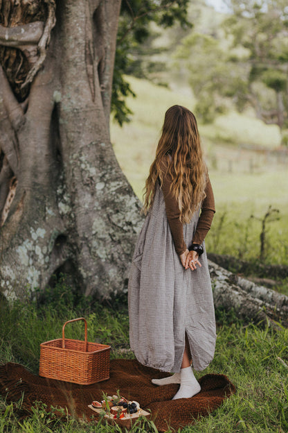 Montaigne Sartene French Linen Dress In Tiny Brown Gingham9