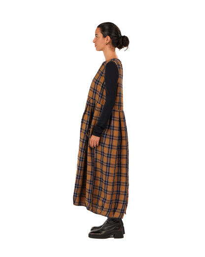 Montaigne Sartene French Linen Dress in Yellow/Blue Check1
