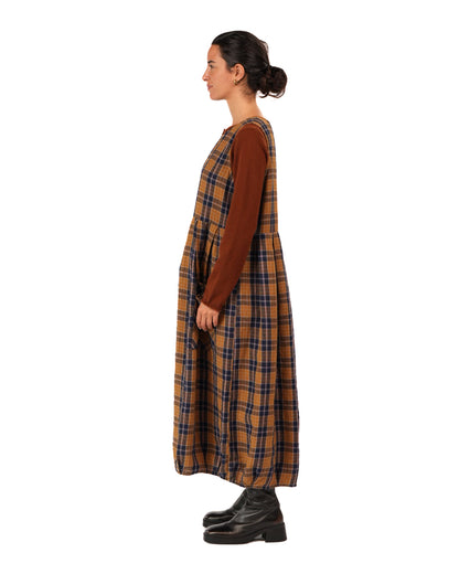 Montaigne Sartene French Linen Dress in Yellow/Blue Check8