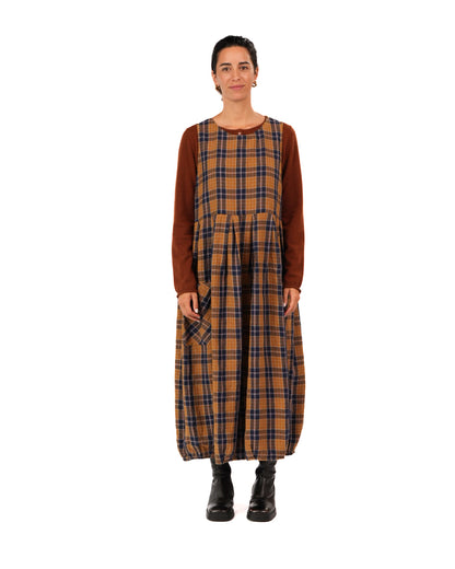 Montaigne Sartene French Linen Dress in Yellow/Blue Check9