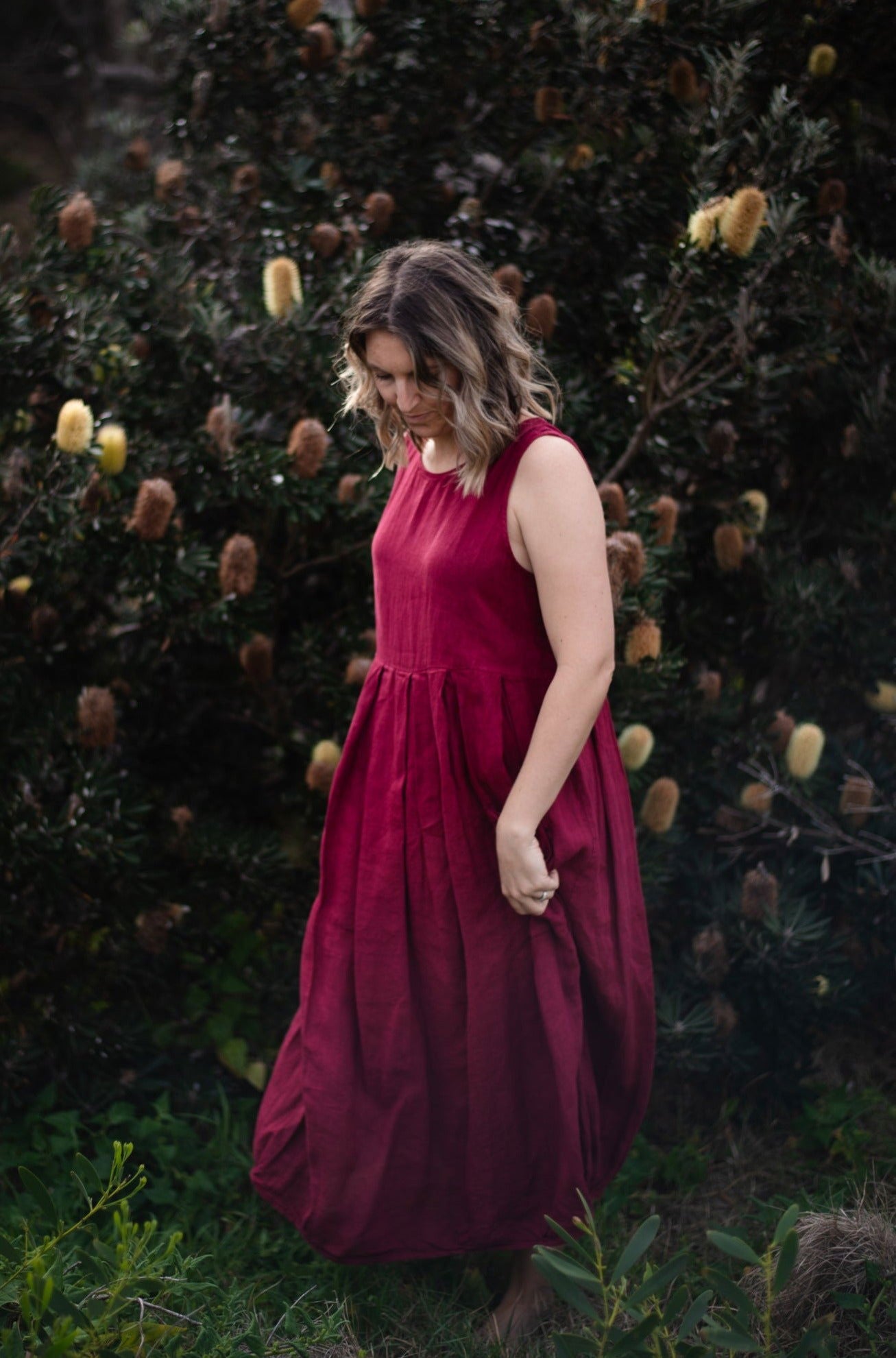 Montaigne Sartène Linen Summer Dress Barn Red