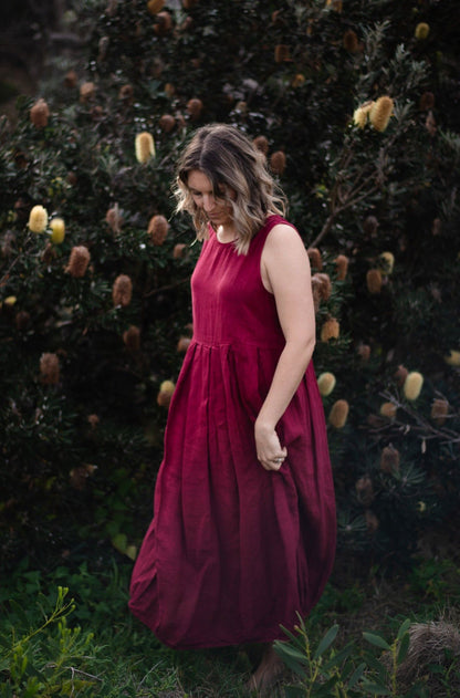 Montaigne Sartène Linen Summer Dress Barn Red