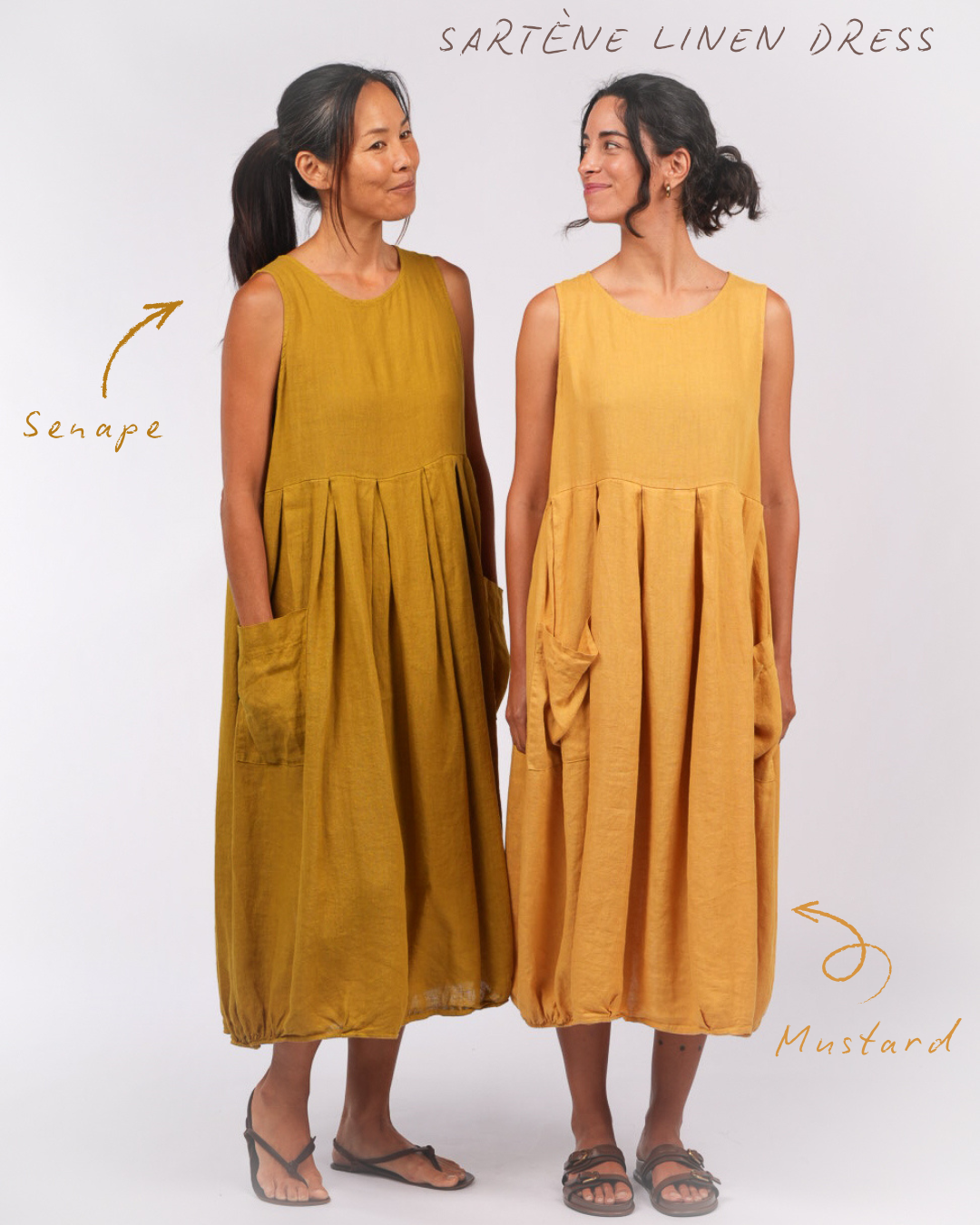 Montaigne Sartène Linen Summer Dress Mustard and Senape