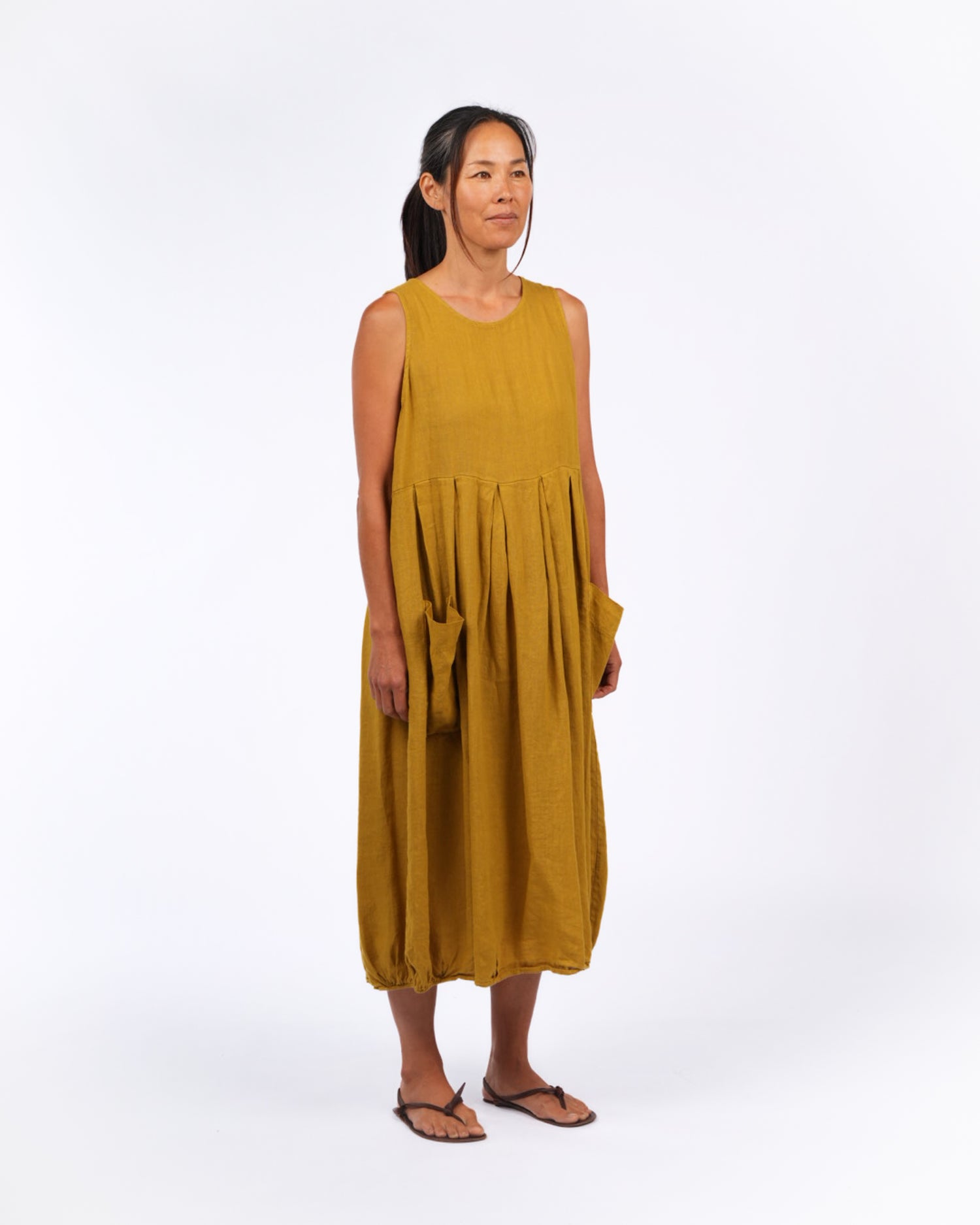 Montaigne Sartène Linen Summer Dress Senape6