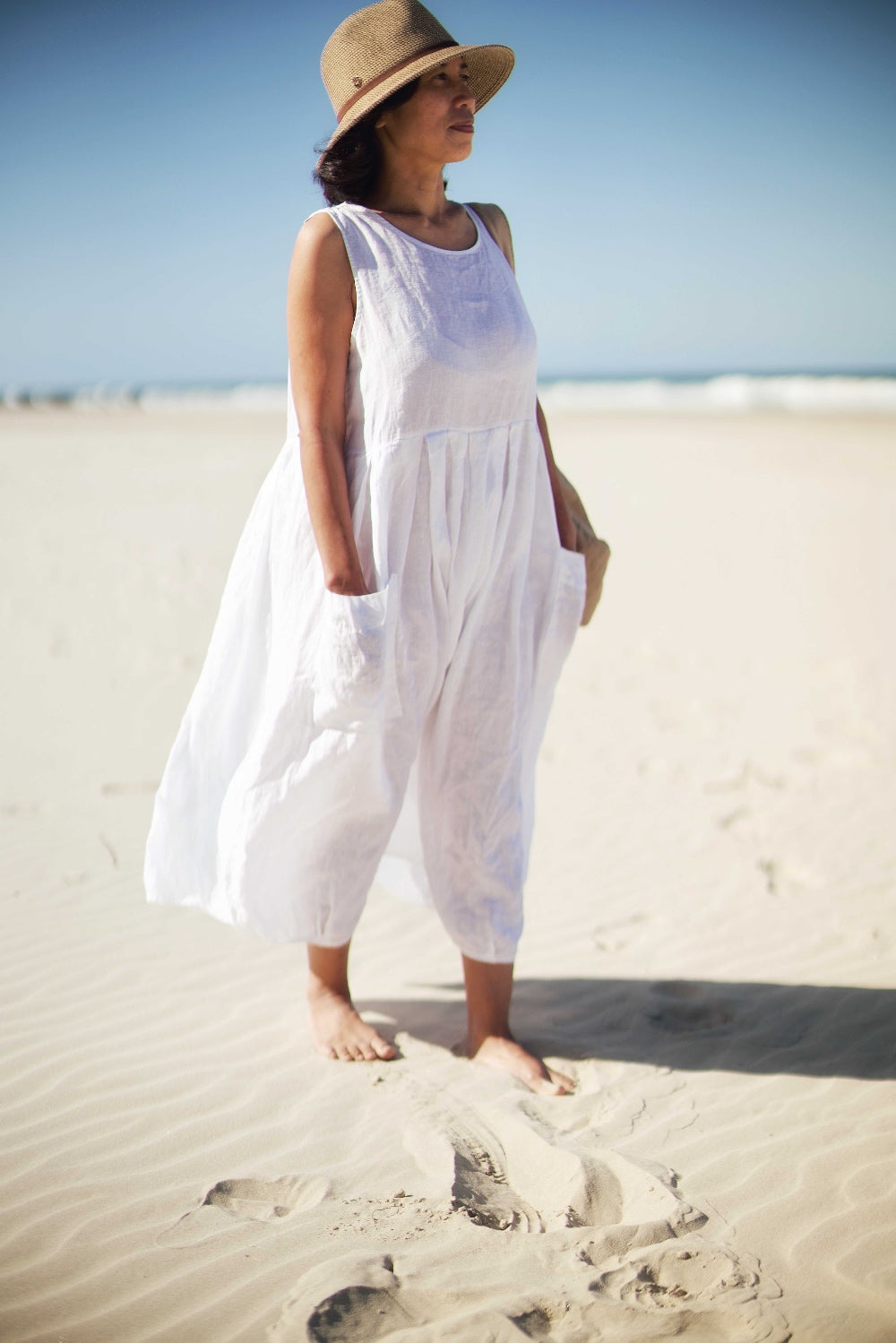 Montaigne Sartène Linen Summer Dress White