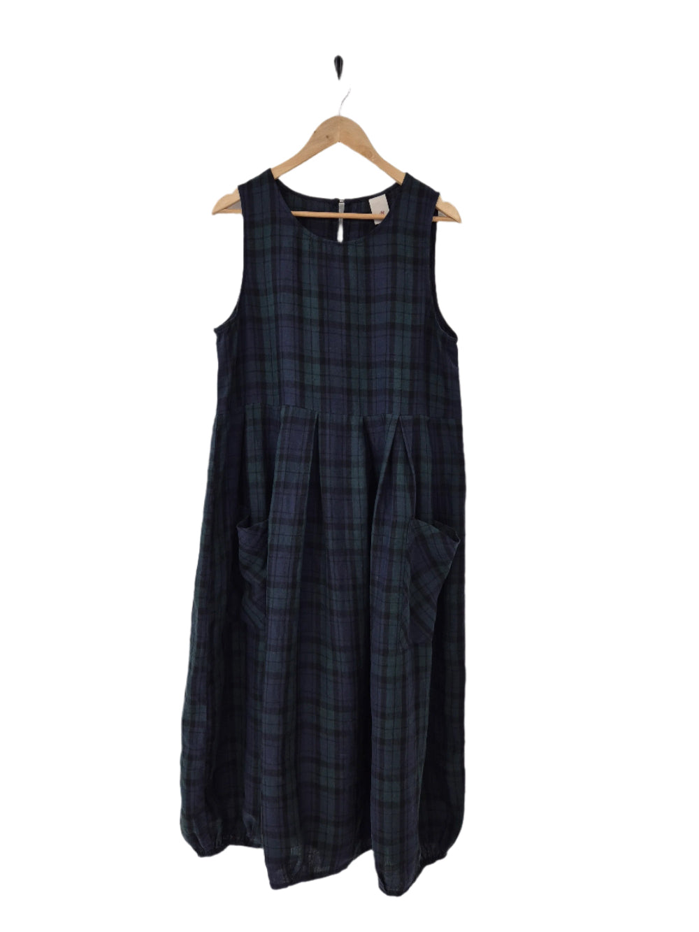 Montaigne Sartene Tartan French Linen Dress Blue9