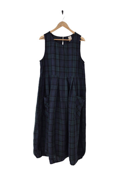 Montaigne Sartene Tartan French Linen Dress Blue9