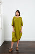 Montaigne Scallop Casual Linen Dress Acid Green