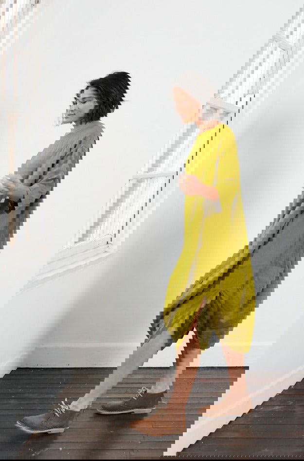 Montaigne Scallop Casual Linen Dress Acid Green6