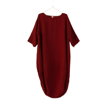 Montaigne Scallop Casual Linen Dress Barn Red