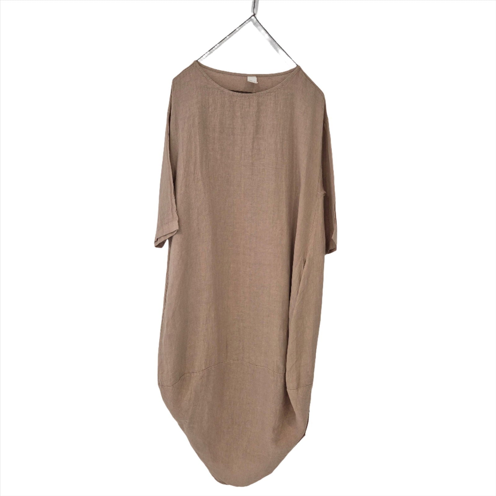 Montaigne Scallop Casual Linen Dress Cammello