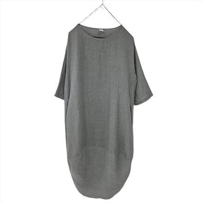 Montaigne Scallop Casual Linen Dress Charcoal