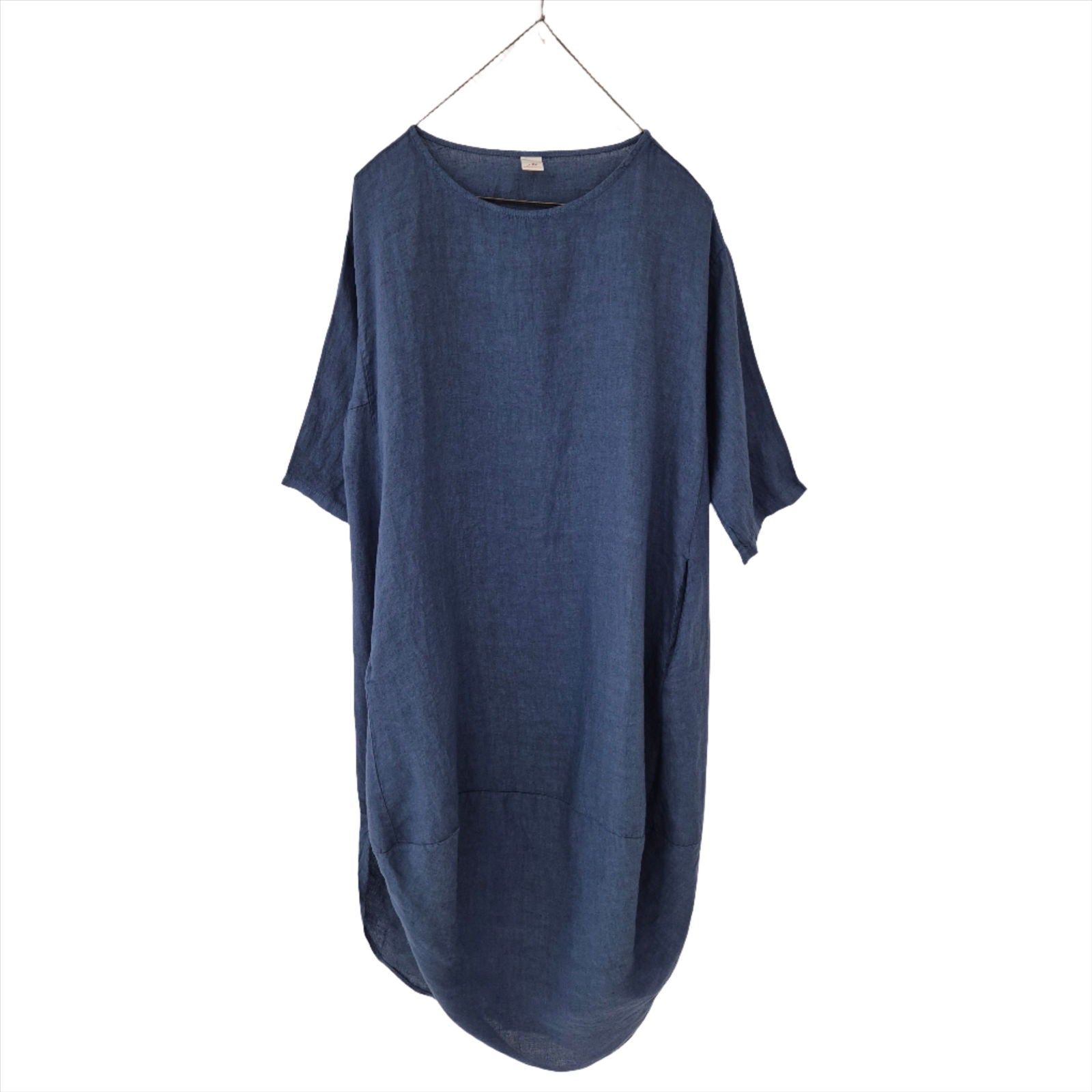 Montaigne Scallop Casual Linen Dress Denim1
