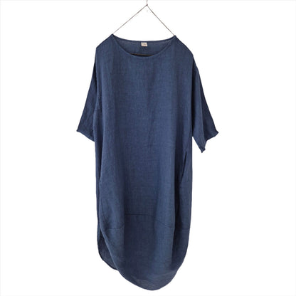 Montaigne Scallop Casual Linen Dress Denim1