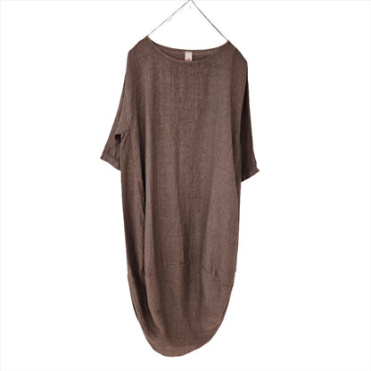 Montaigne Scallop Casual Linen Dress Mushroom