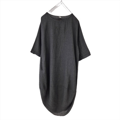 Montaigne Scallop Casual Linen Dress Petrol