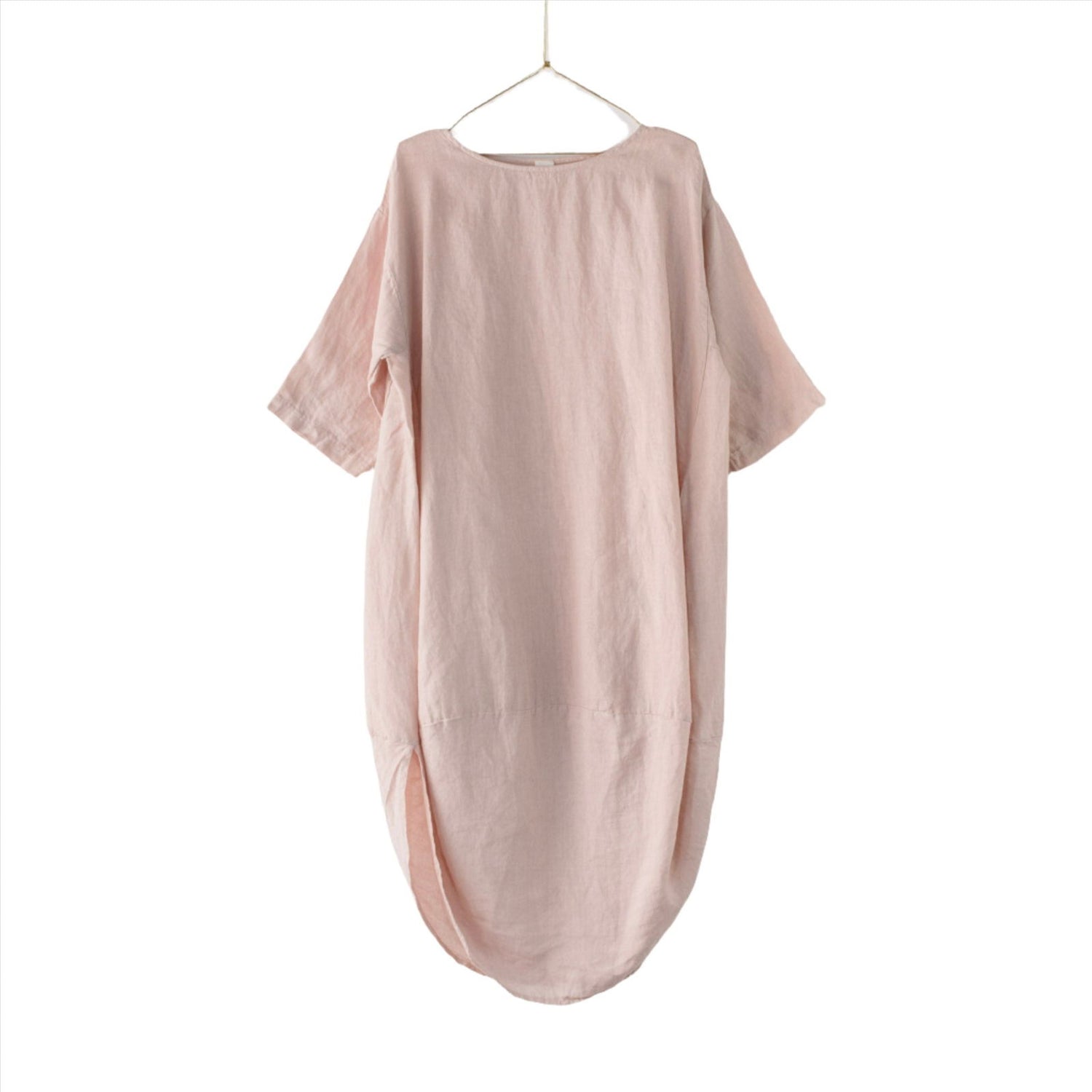 Montaigne Scallop Casual Linen Dress Rose