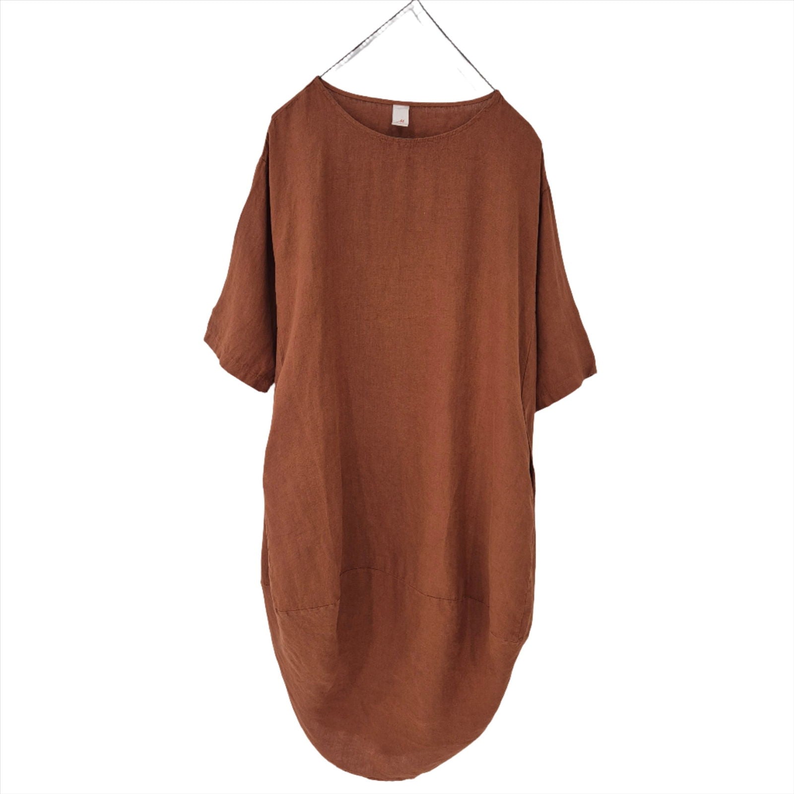 Montaigne Scallop Casual Linen Dress Rust