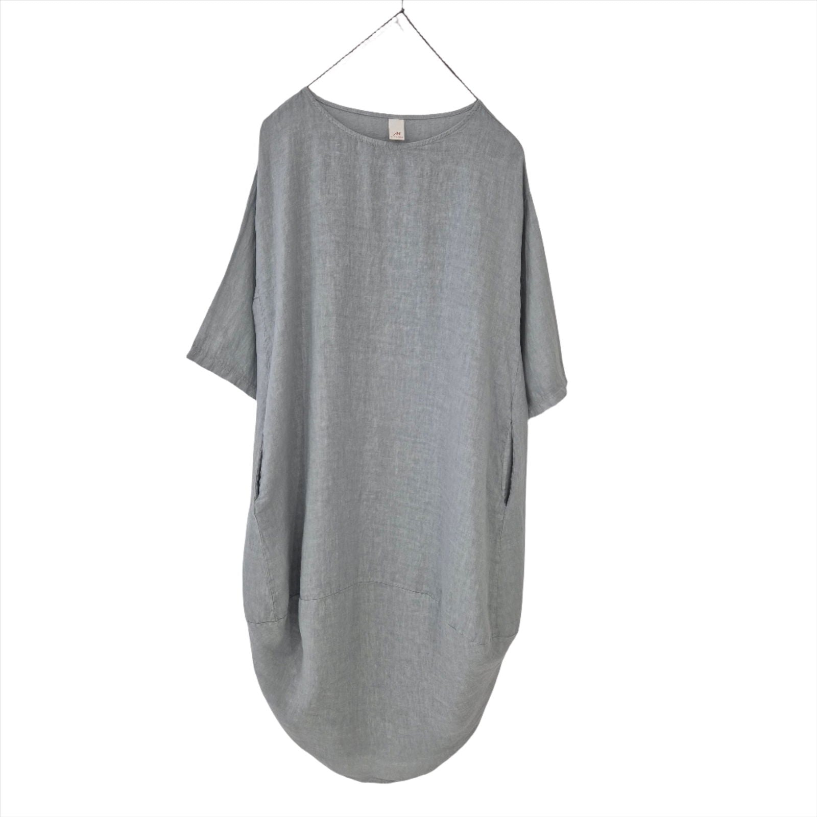 Montaigne Scallop Casual Linen Dress Silver