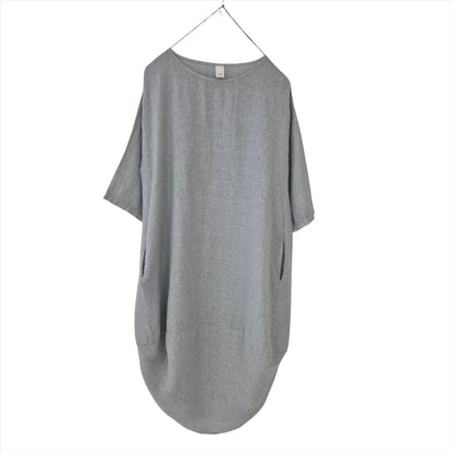 Montaigne Scallop Casual Linen Dress Silver