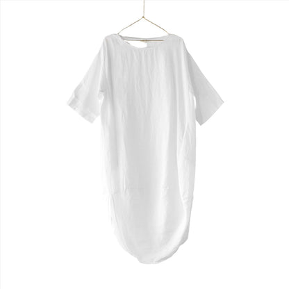 Montaigne Scallop Casual Linen Dress White