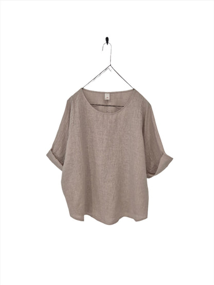 Montaigne Sérénité (Curved Hemline) Linen Top Natural