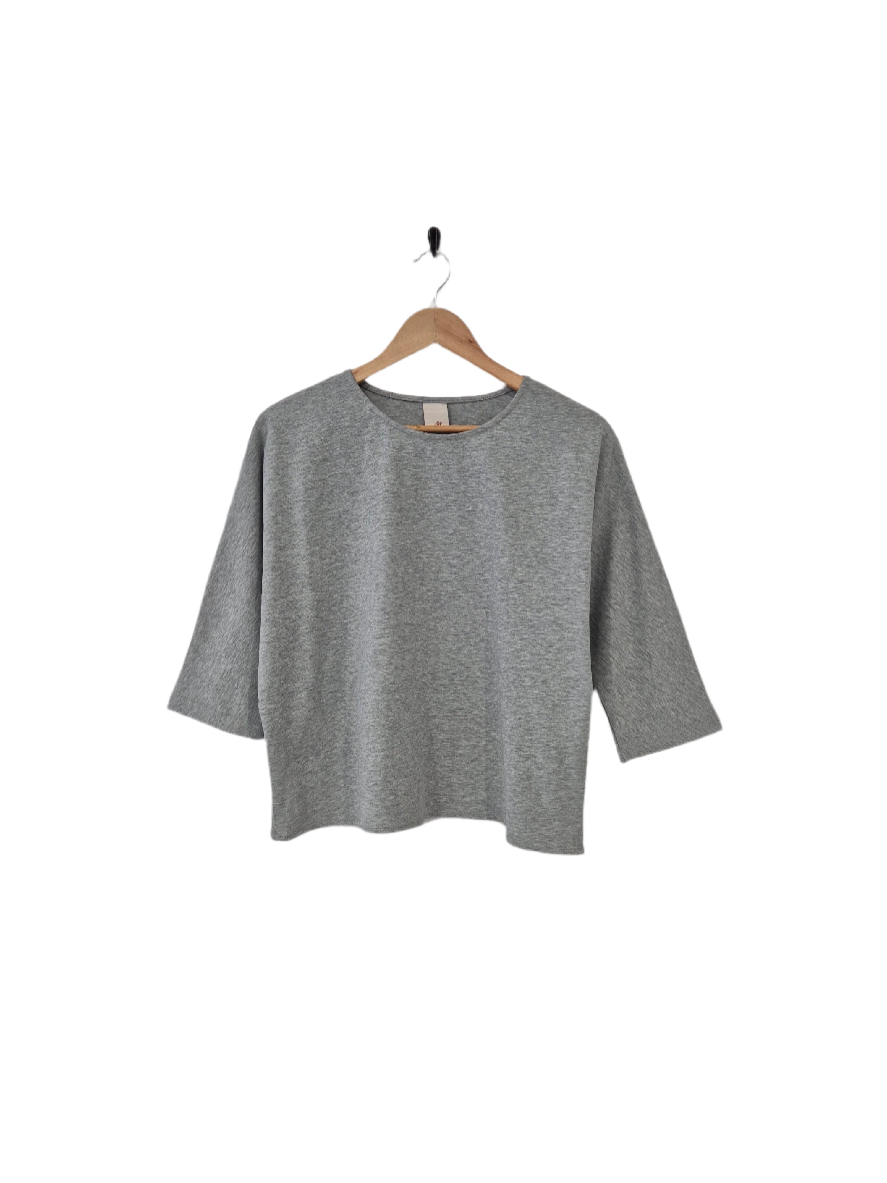 Montaigne Siena 100% Cotton 3/4 Sleeve Top Grey1