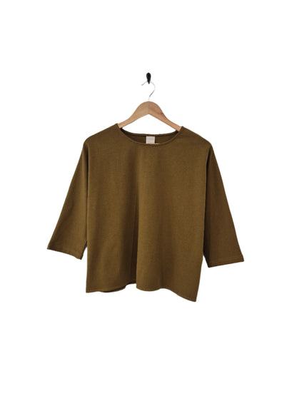 Montaigne Siena 100% Cotton 3/4 Sleeve Top Olive2