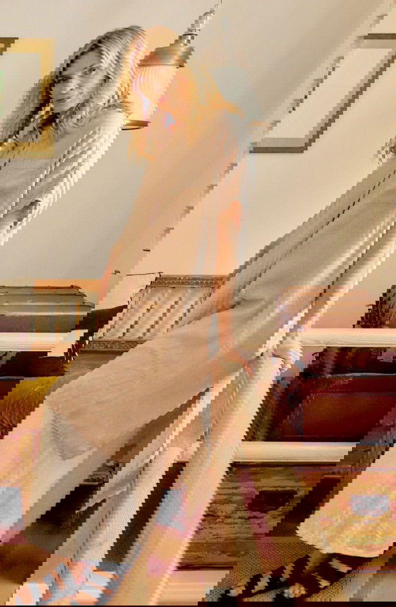 Montaigne Simone Short Sleeve Linen Dress Natural1