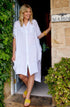 Montaigne Simone Short Sleeve Linen Dress White6