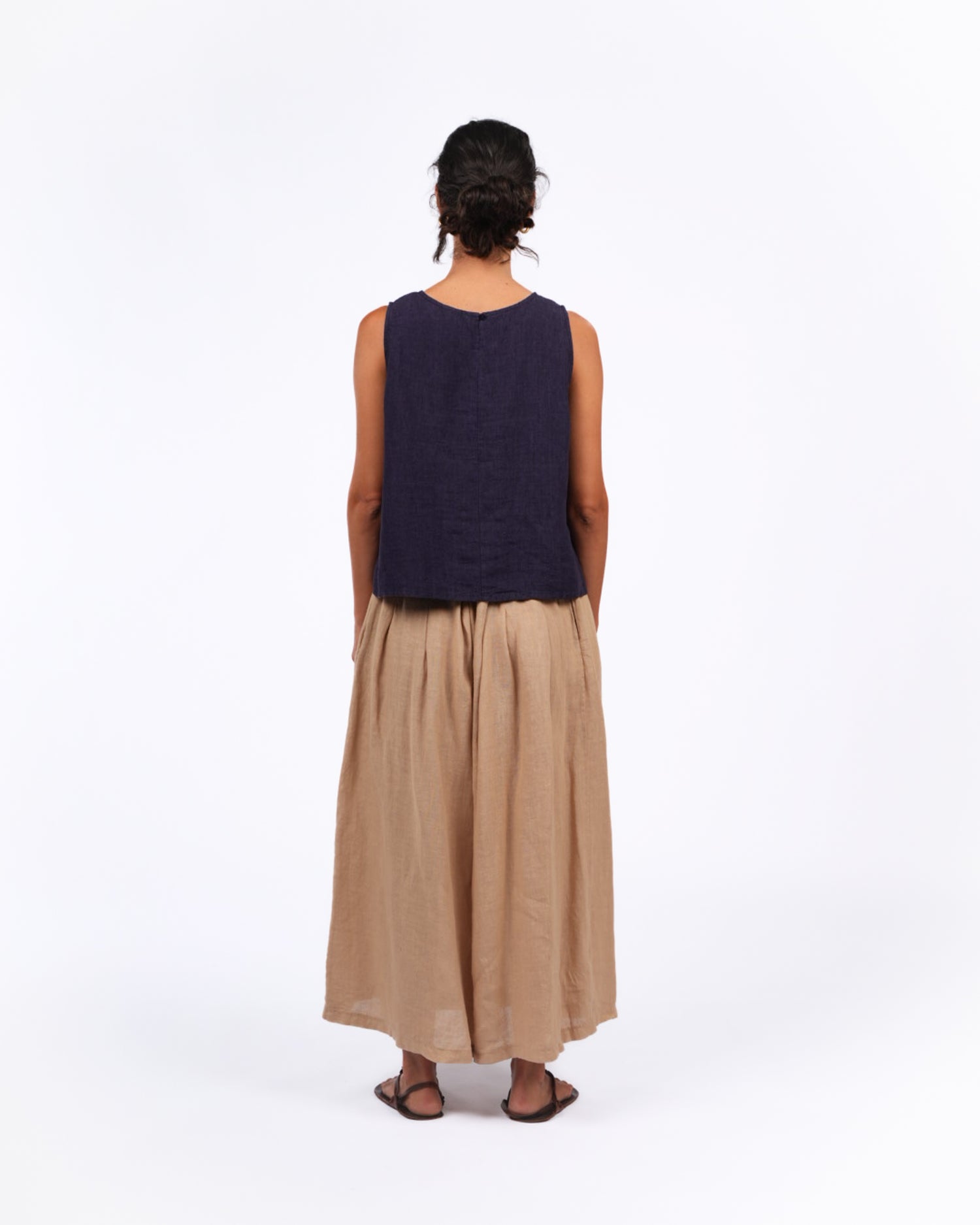 Montaigne Solid Linen Culottes Cammello4
