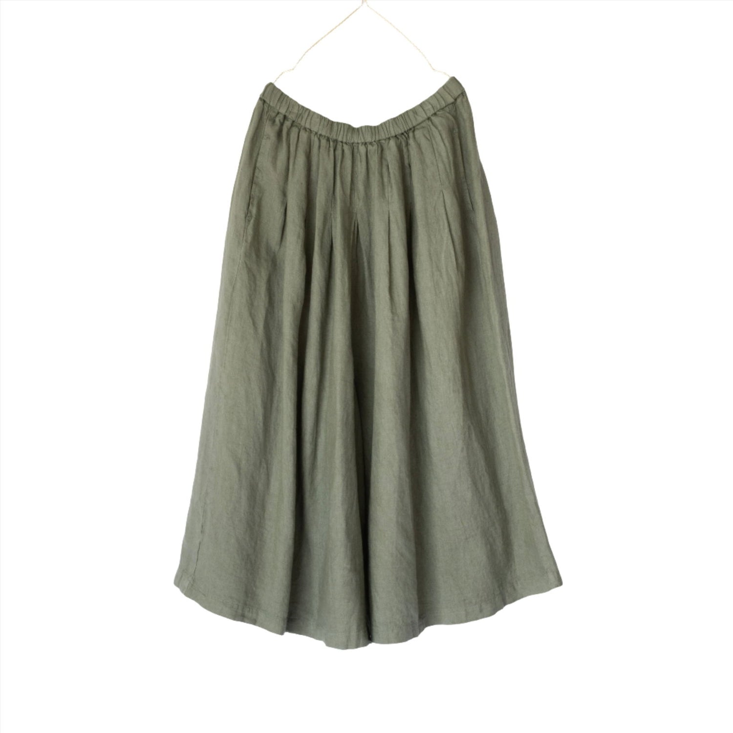 Montaigne Solid Linen Culottes Khaki