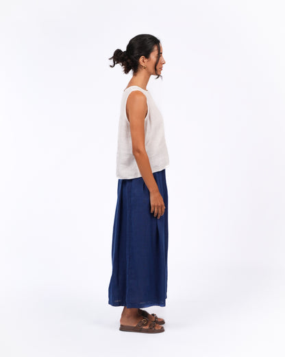 Montaigne Solid Linen Culottes Royal Blue5