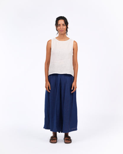 Montaigne Solid Linen Culottes Royal Blue6