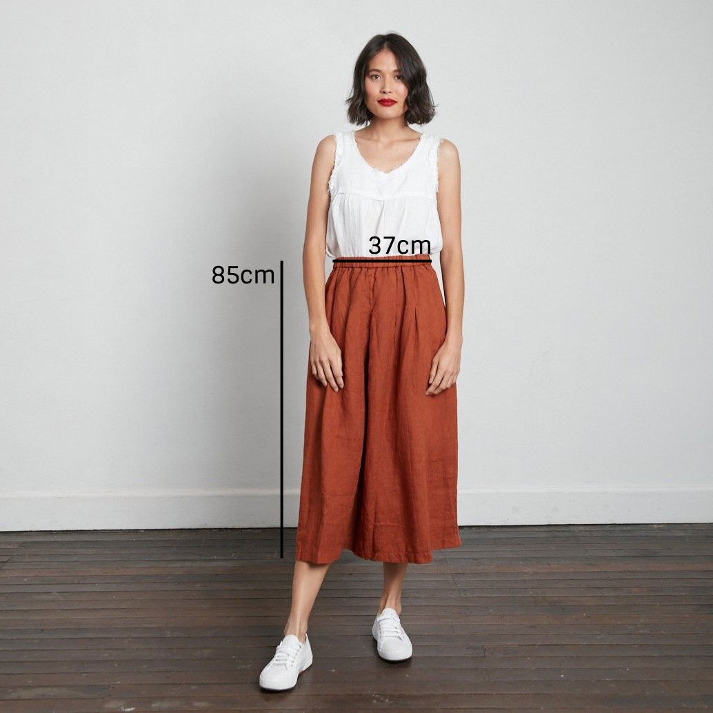 Montaigne Solid Linen Culottes Rust
