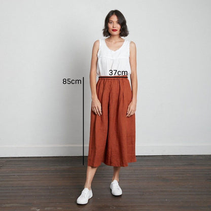 Montaigne Solid Linen Culottes Rust