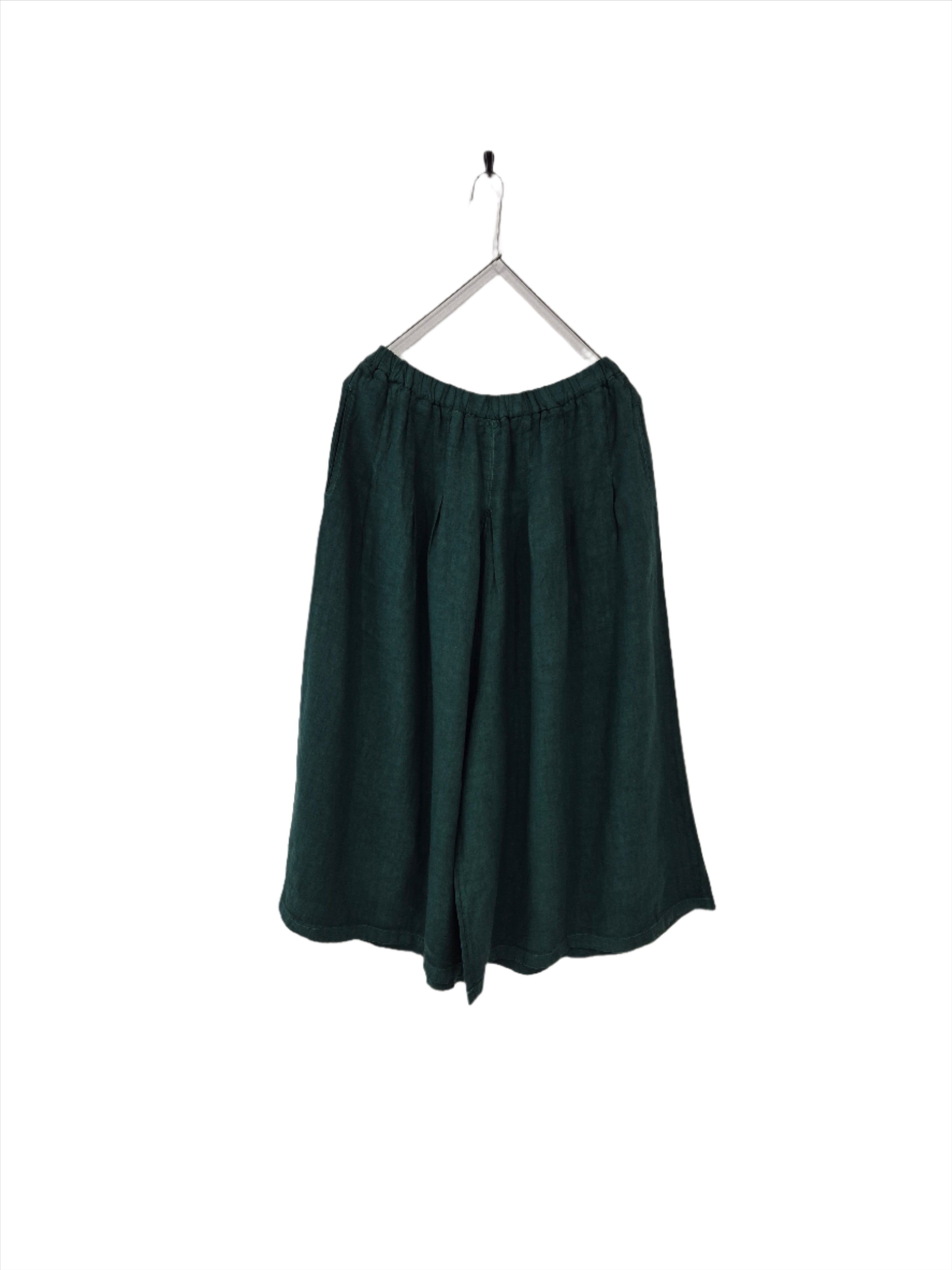 Montaigne Solid Linen Culottes Teal