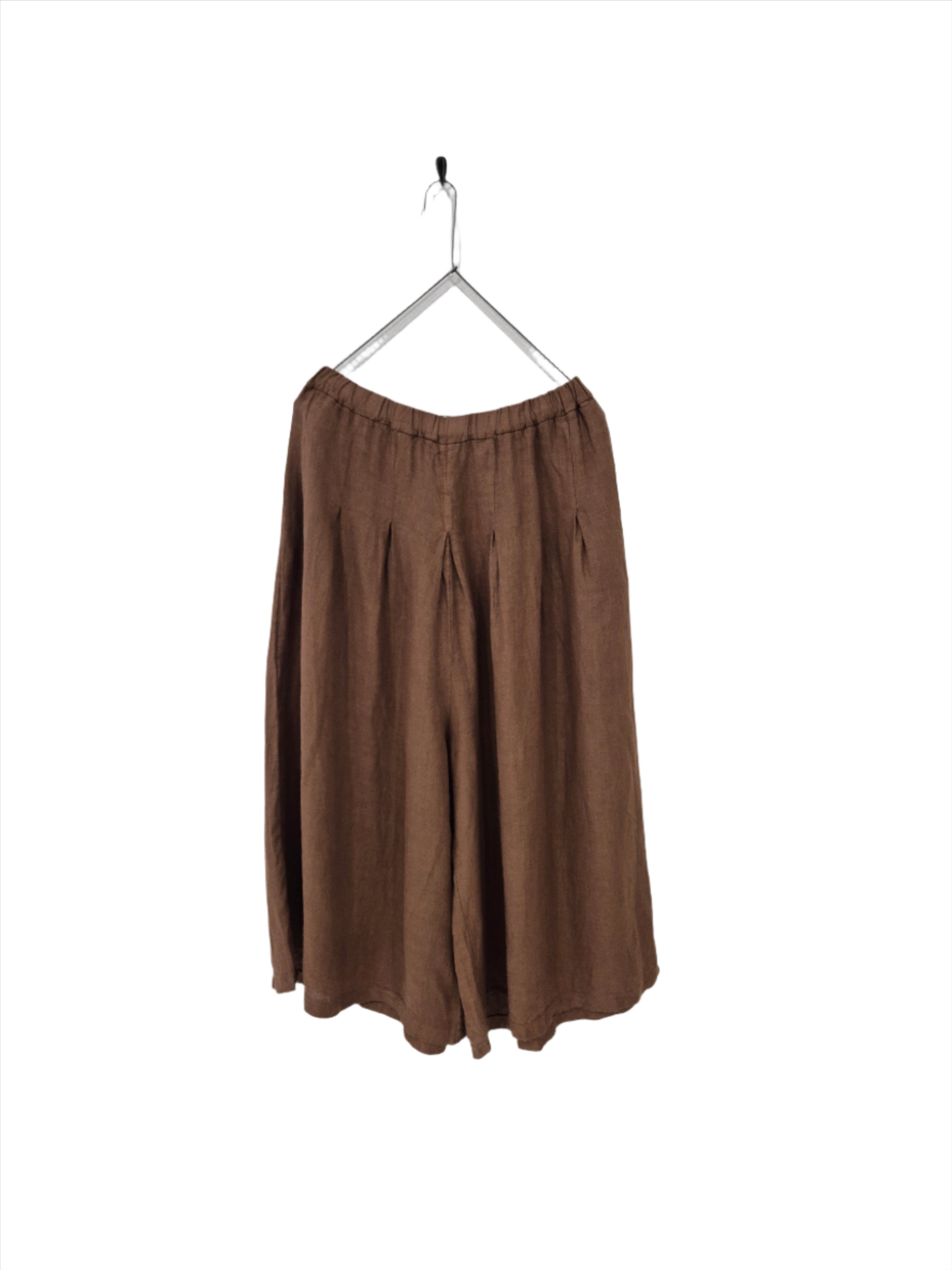 Montaigne Solid Linen Culottes Tobacco1