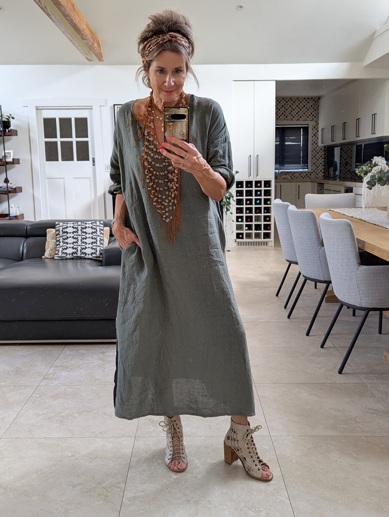 Sophie Linen Kaftan Dress