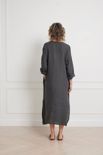 Montaigne Sophie Linen Kaftan Dress Petrol4