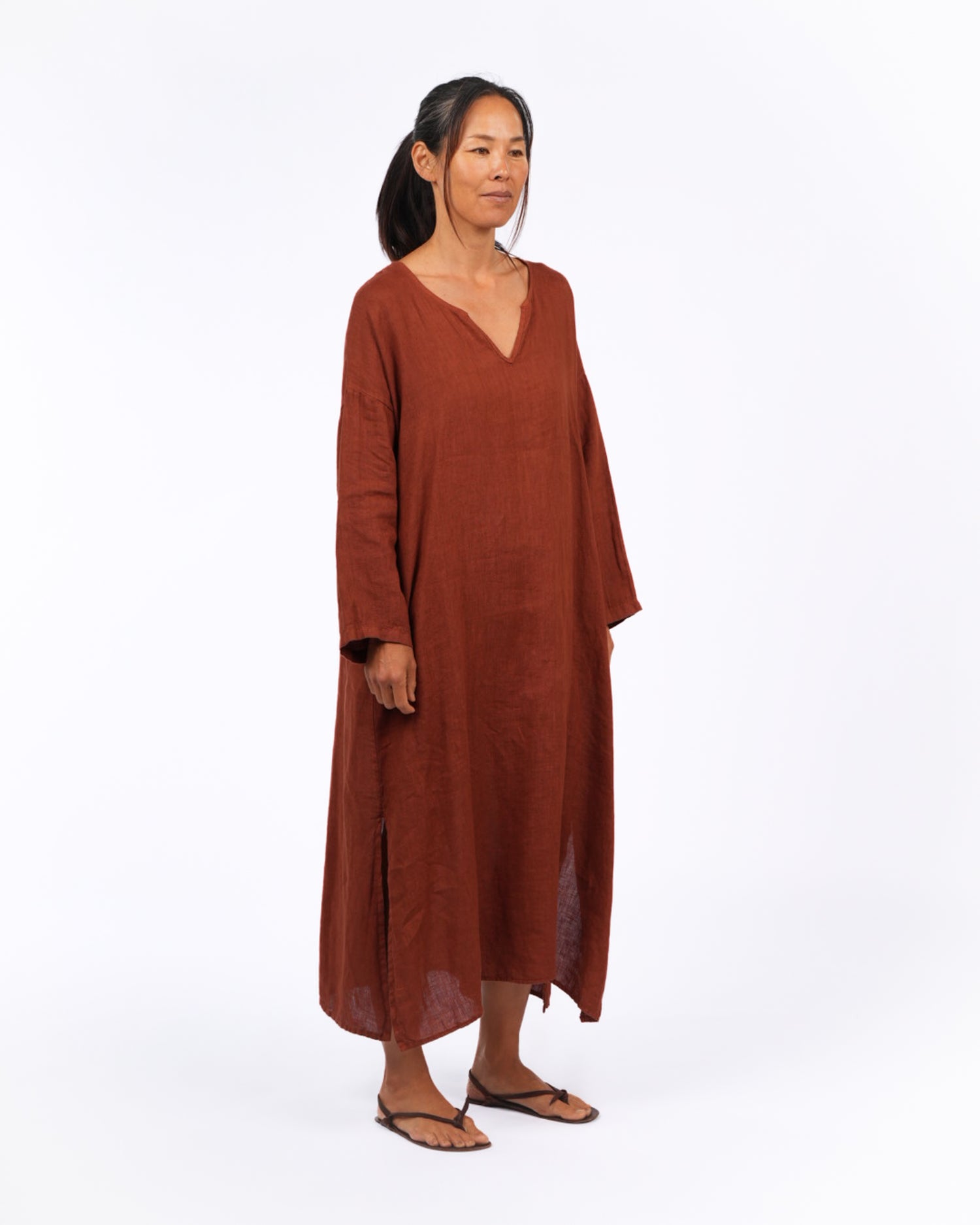 Montaigne Sophie Linen Kaftan Dress Rust1