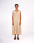Montaigne Sorrento Button-Through French Linen V-Neck Dress Vanilla1