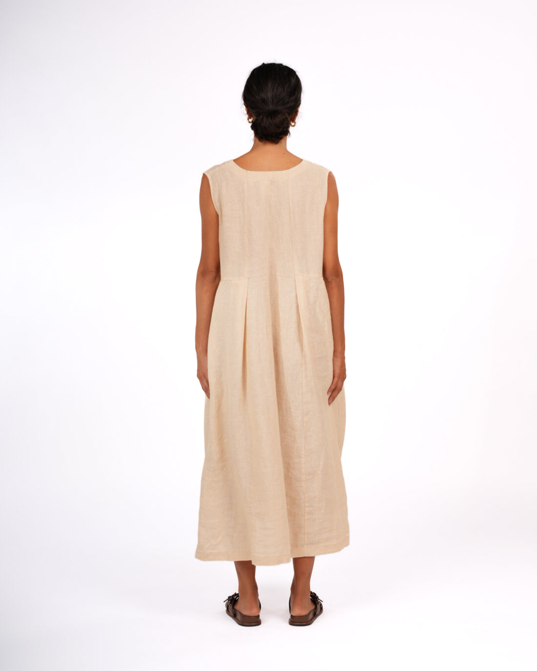 Montaigne Sorrento Button-Through French Linen V-Neck Dress Vanilla3
