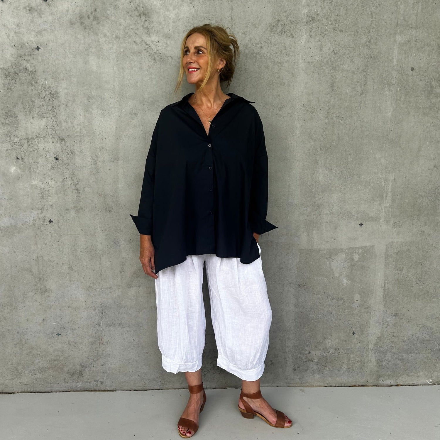 Montaigne Théa Crisp Cotton Poplin Shirt Black